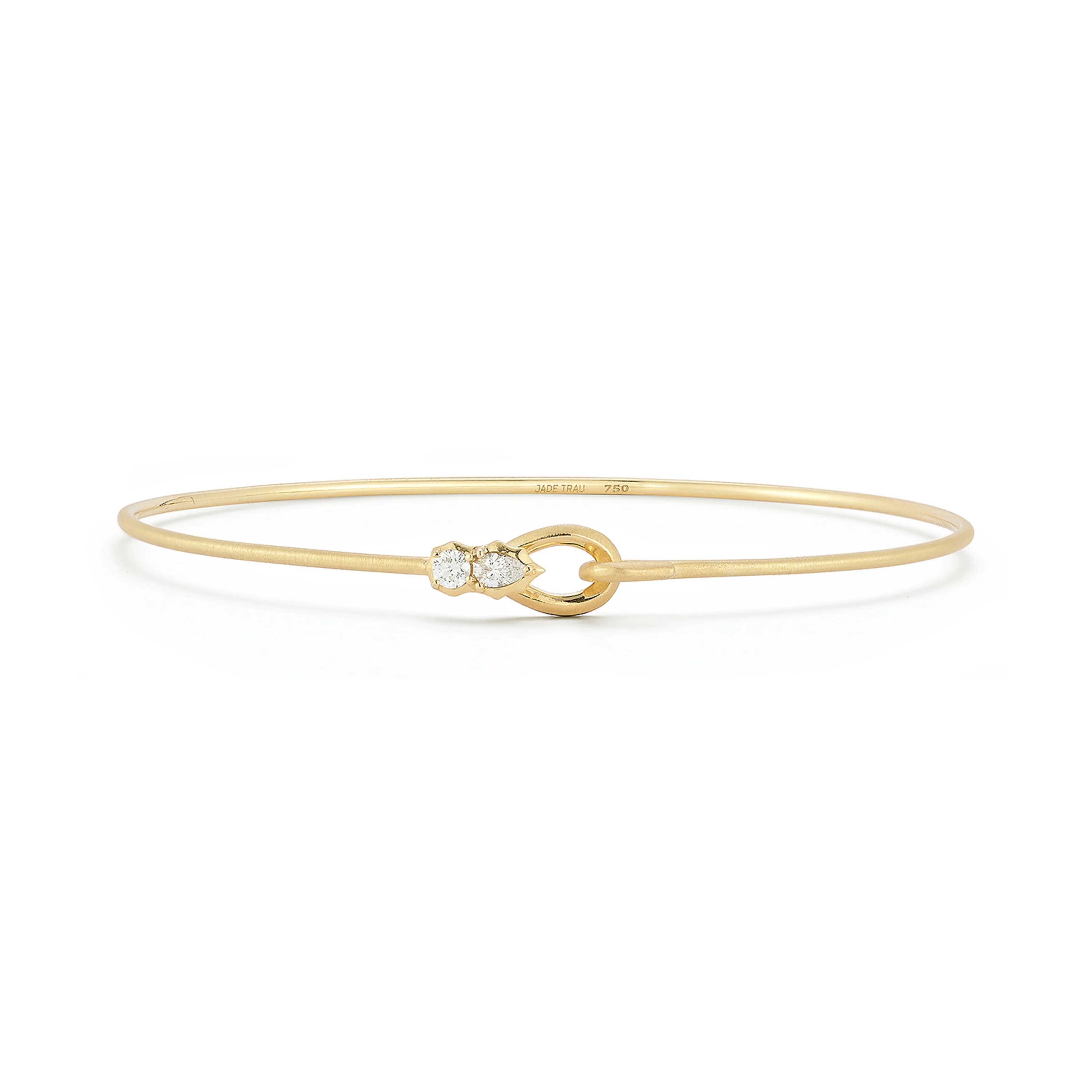 Jade Trau 18kt Yellow Gold Posey Hook Diamond Bangle